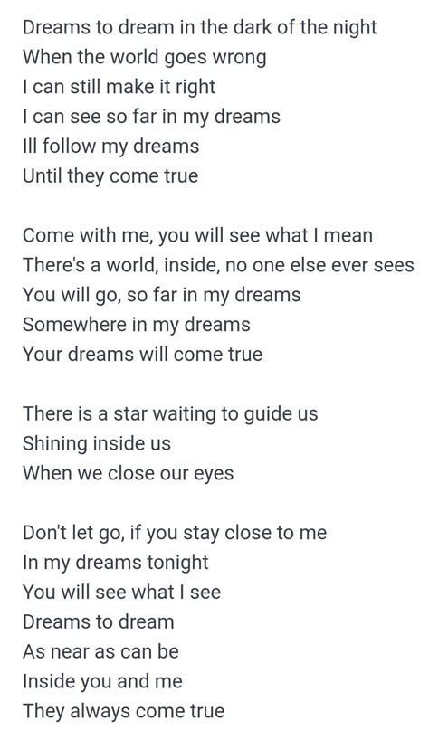 dreams to dream lyrics